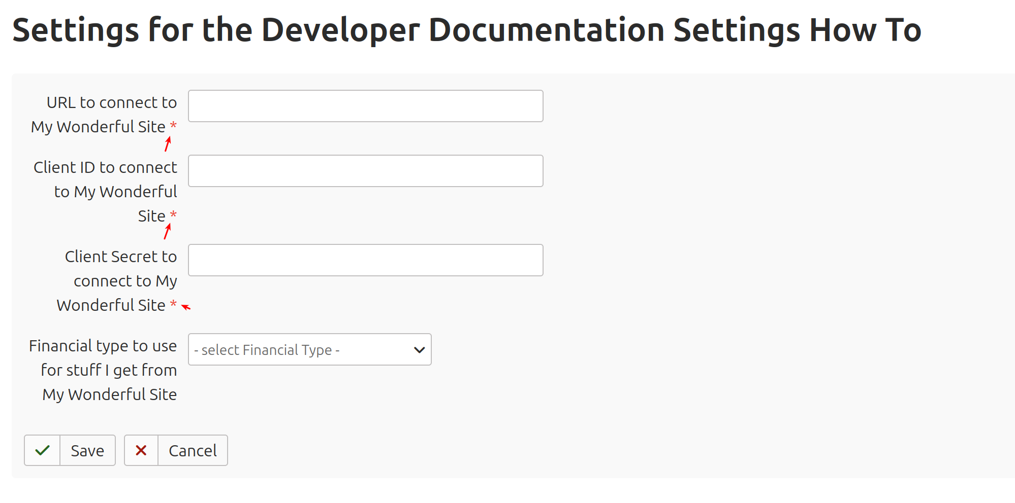 Settings Form with Required Fields