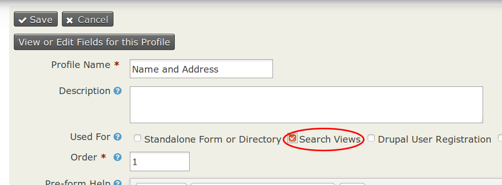 Screenshot of "Search Views" checkbox