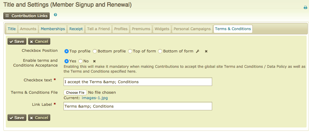 GDPR Membership t&C screenshot