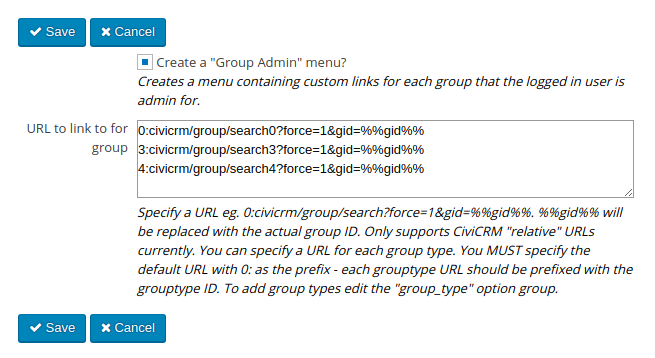 groupadmin settings