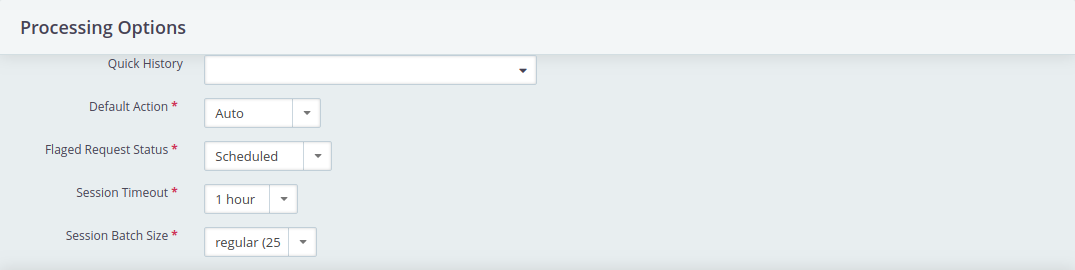 I3Val Configuration form - Processing Options