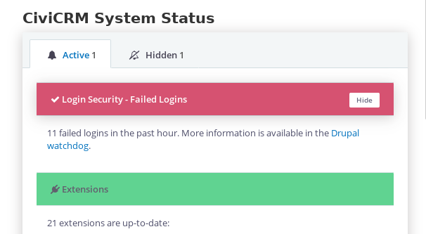 Screenshot of the Status Check screen
