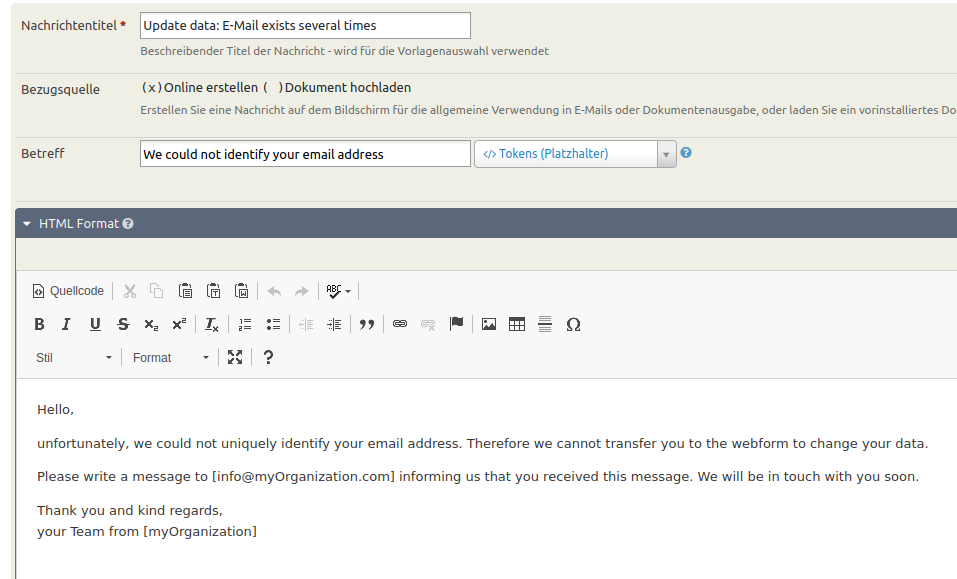 Message Template E-Mail Ambiguous