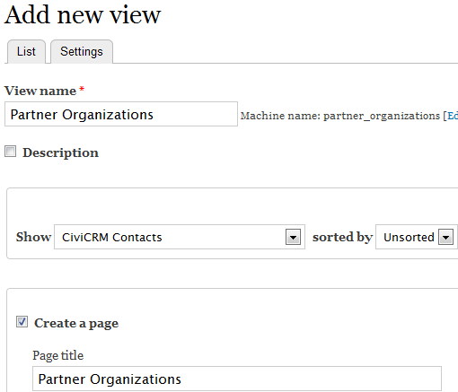 Screenshot demonstrating the "Add new view" page