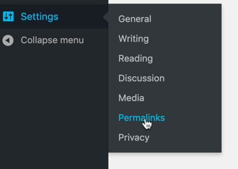 WordPress Permalink settings.