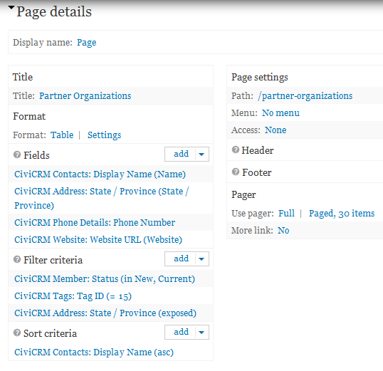 Screenshot demonstrating the "Edit view" page