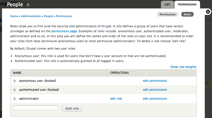 Drupal roles.