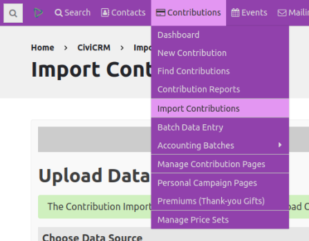 Import contributions