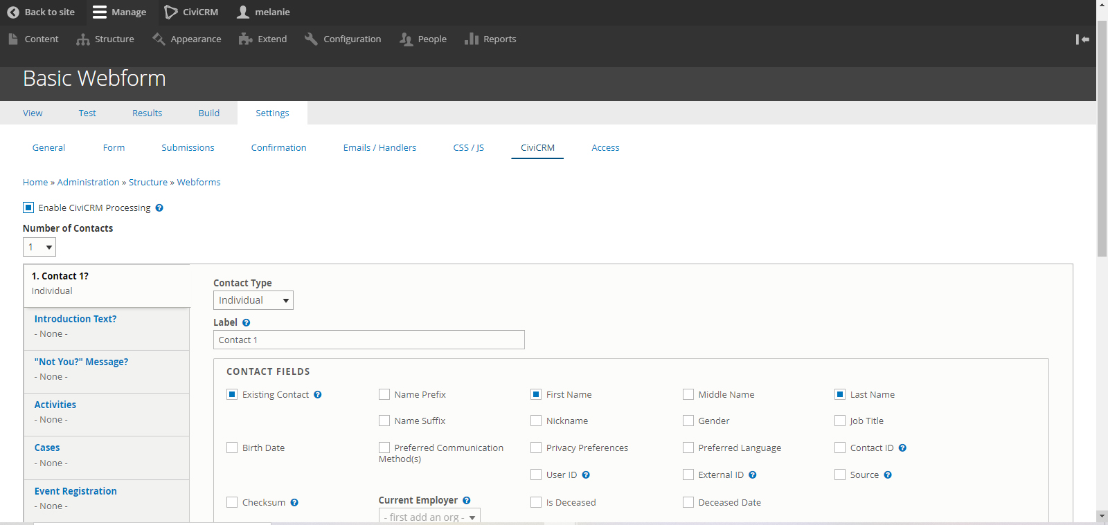 alt screenshot of basic webform CiviCRM enabled