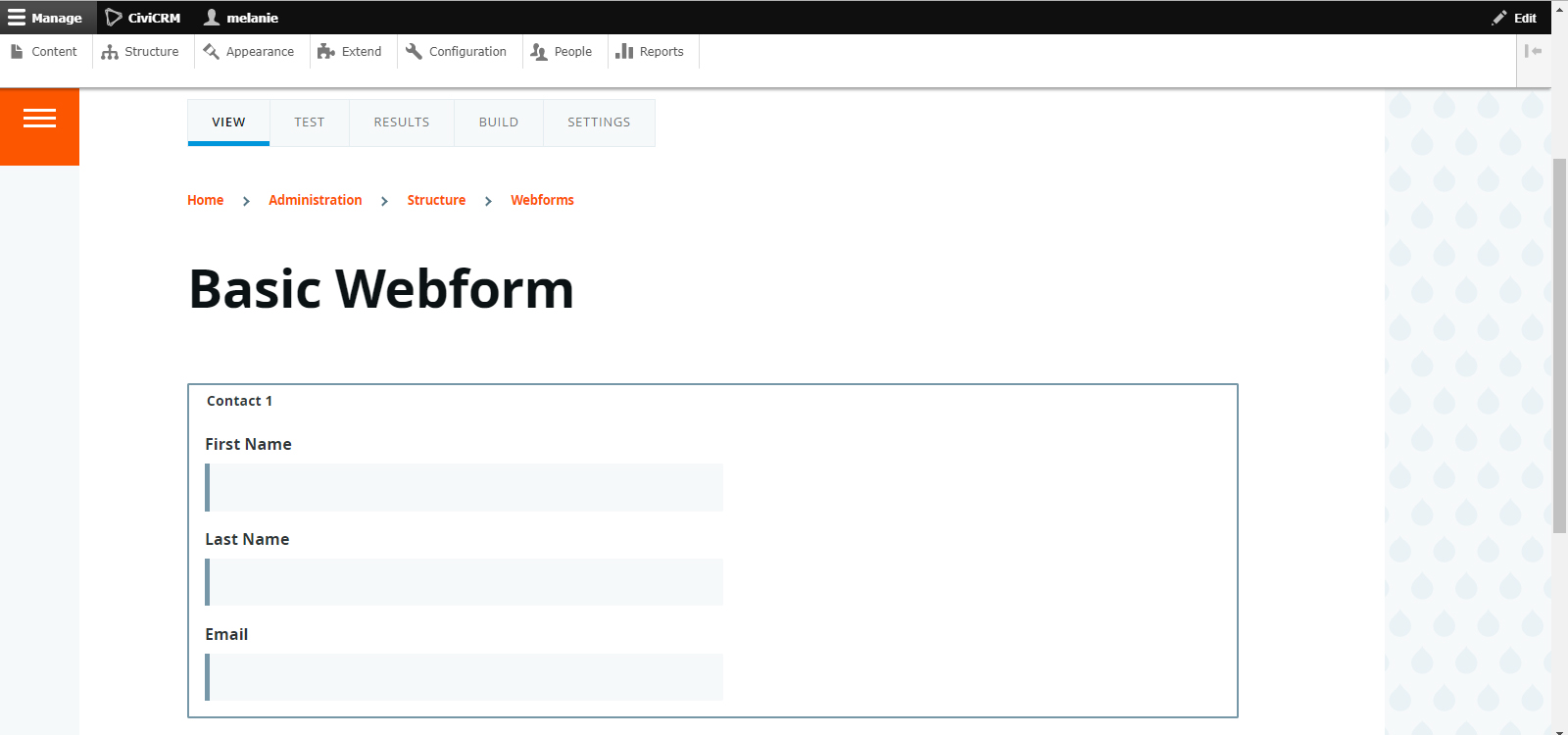 alt screenshot of basic webform first view