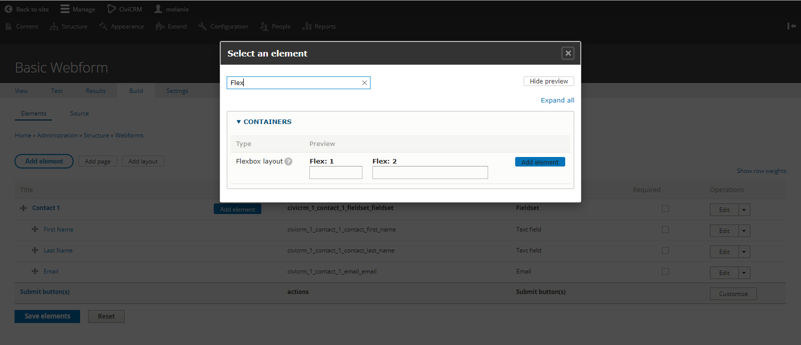 alt screenshot of basic webform build elements