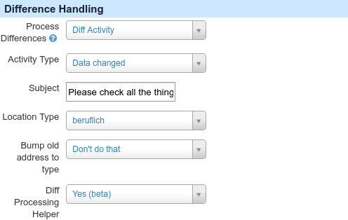 Extended Contact Matcher (XCM) configuration form - Difference handling